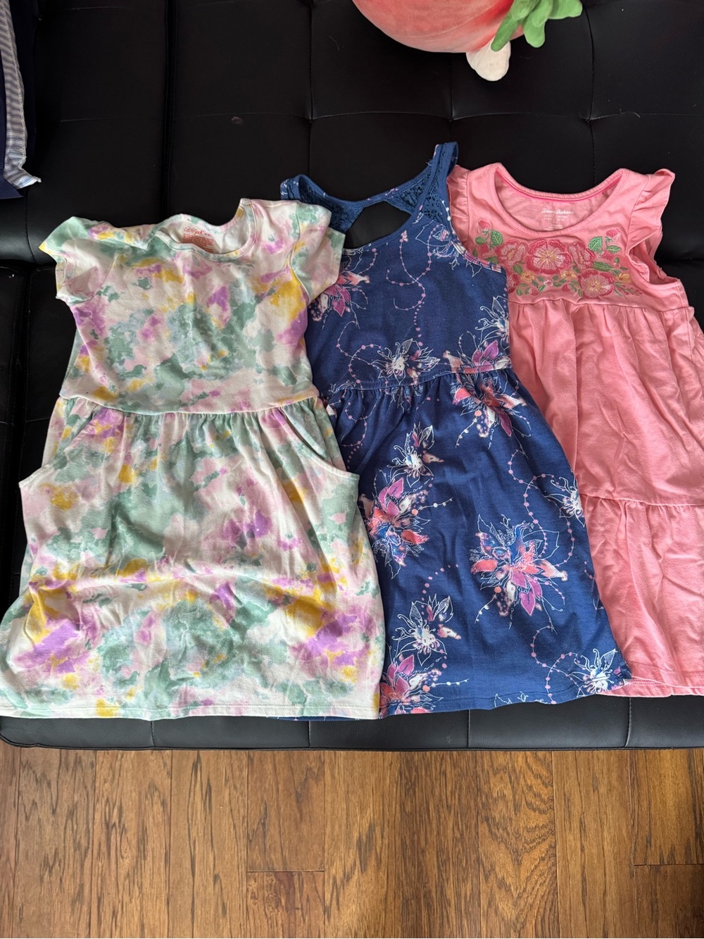 Cat & Jack Girls' Tie-Dye, Navy Floral & Pink Embroidered Dress Set
